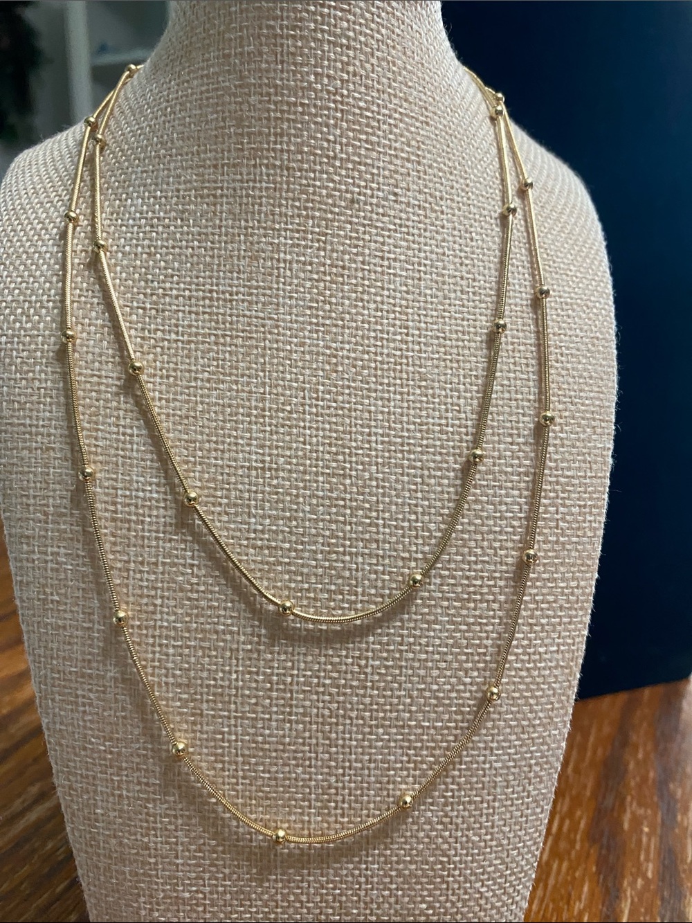 Dainty VTG Gold Bead Layering Necklace